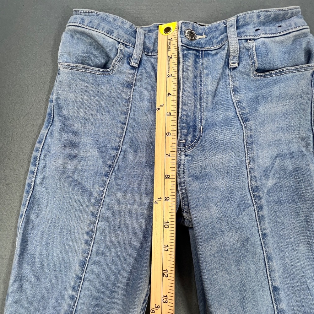Hollister Blue Flare Jeans Women 3R W26 L31 High Rise Split Hem Soft Stretch - Picture 9 of 11